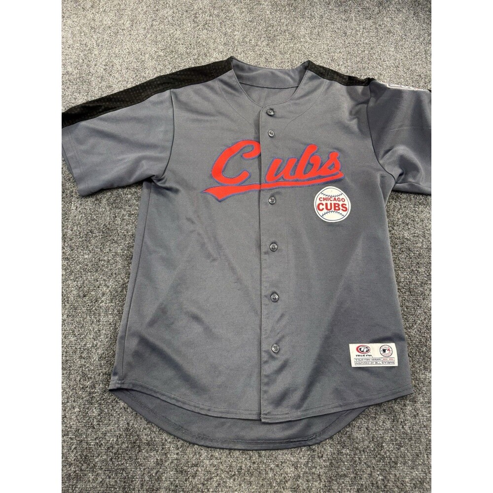 Chicago Cubs Mens M Gray Button Front Baseball Jersey 2016 World Series